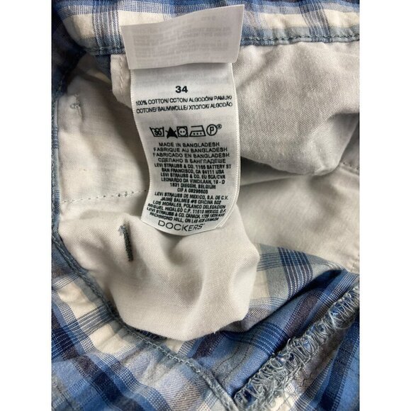 Dockers Men's Blue Plaid Cargo Shorts‎ Size 34 100% Cotton - Picture 4 of 5